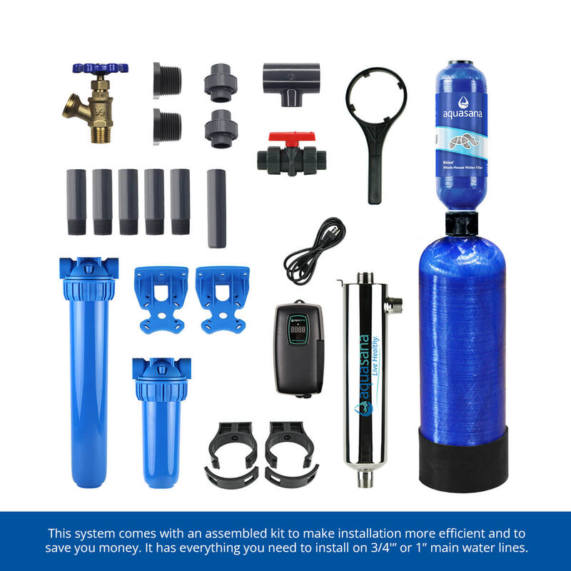Rhino® Well Water with UV, Tall Salt-Free Water Conditioner and Pro-Grade Bypass Kit image number 2