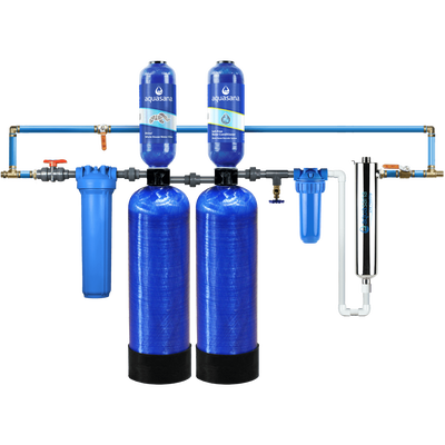 Rhino® Max Flow with Tall Salt-Free Water Conditioner, Max Flow UV Filter, Pro-Grade Bypass Kit and Low Maintenance Pre-Filter