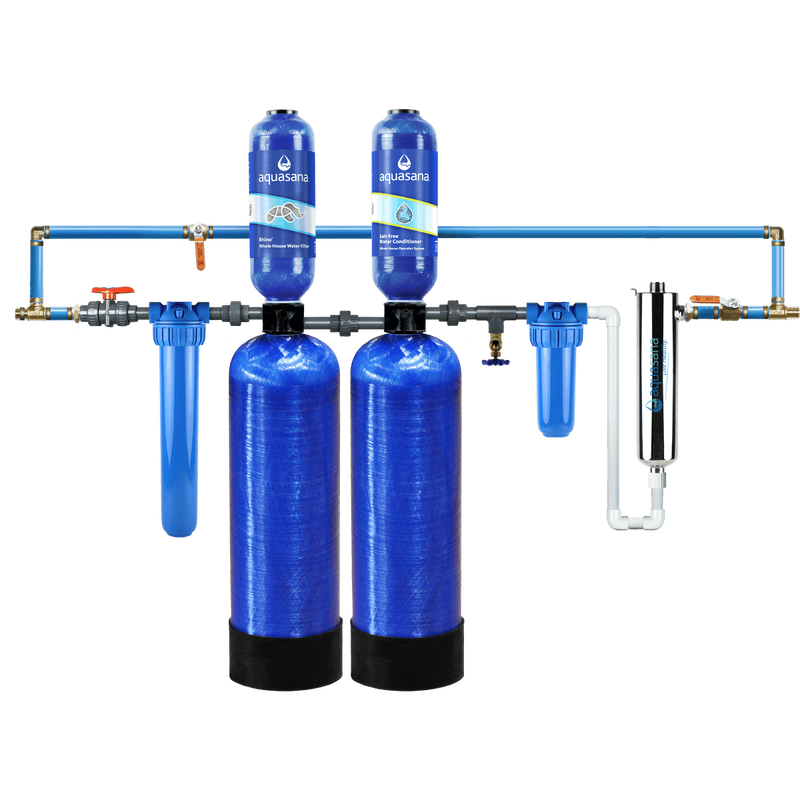 Rhino® Well Water with UV, Tall Salt-Free Water Conditioner and Pro-Grade Bypass Kit image number 0