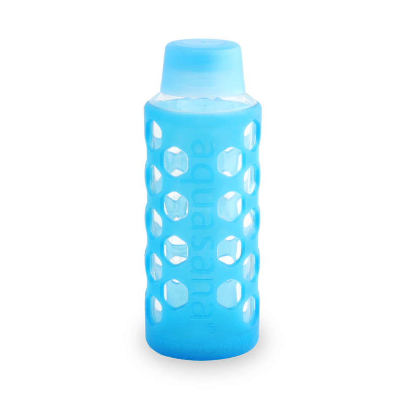 Glass Water Bottle with Sleeve - Translucent Blue image number 0
