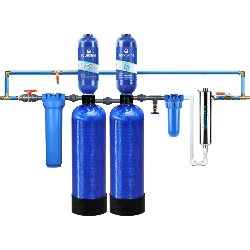 Rhino® Well Water with UV, Tall Salt-Free Water Conditioner, Pro-Grade Bypass Kit and Low Maintenance Pre-Filter image number 0