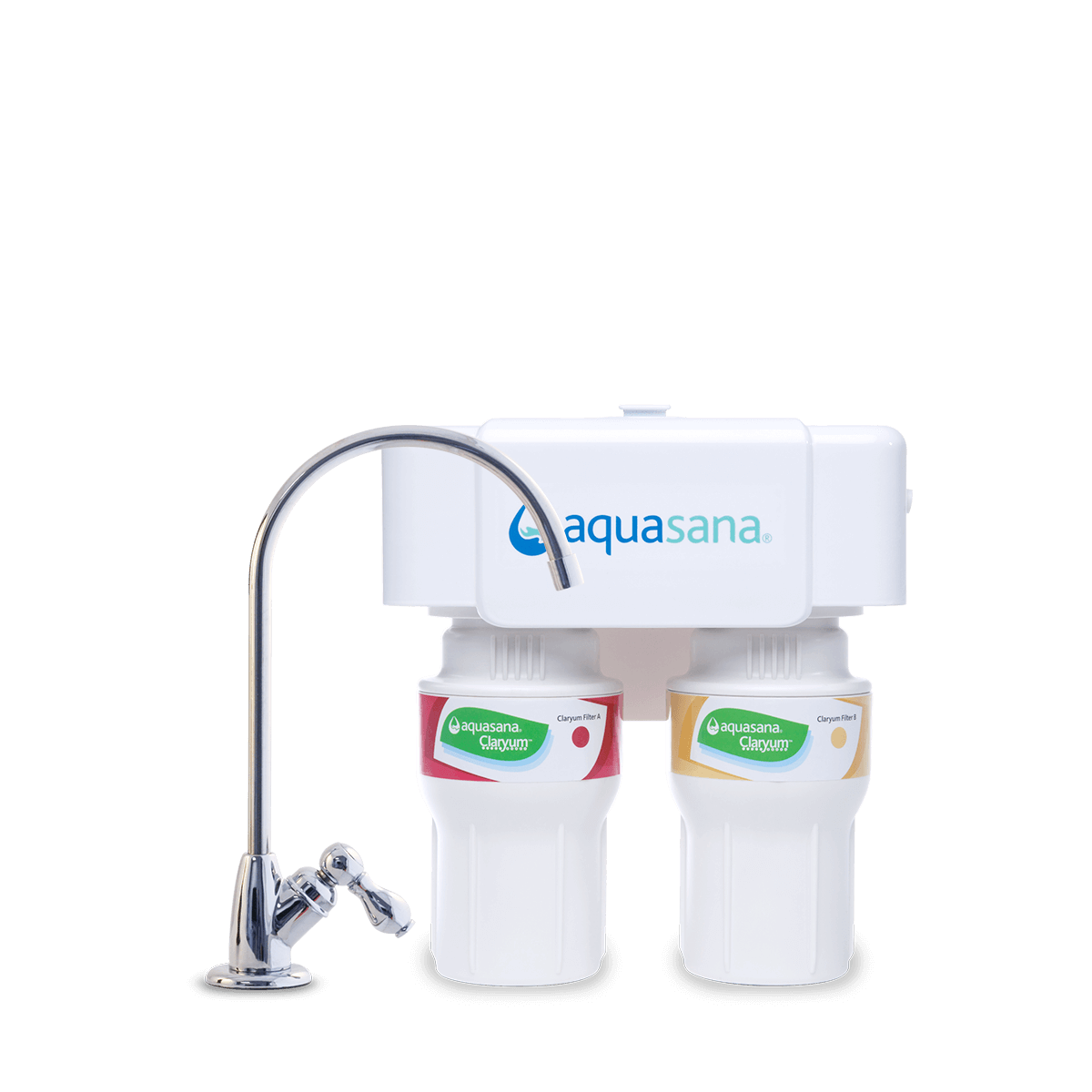 2-Stage Under Sink Water Filter, Chrome, 1/2 Year/500 Gallon Aquasana