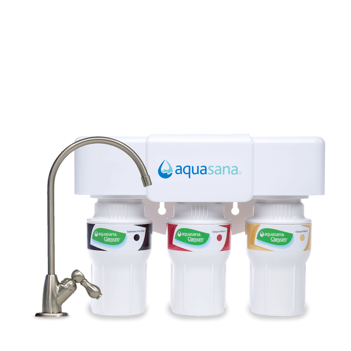 Aquasana 3-Stage Under Sink Water Filter, Brushed Nickel, 1/2 Year/600 Gallon