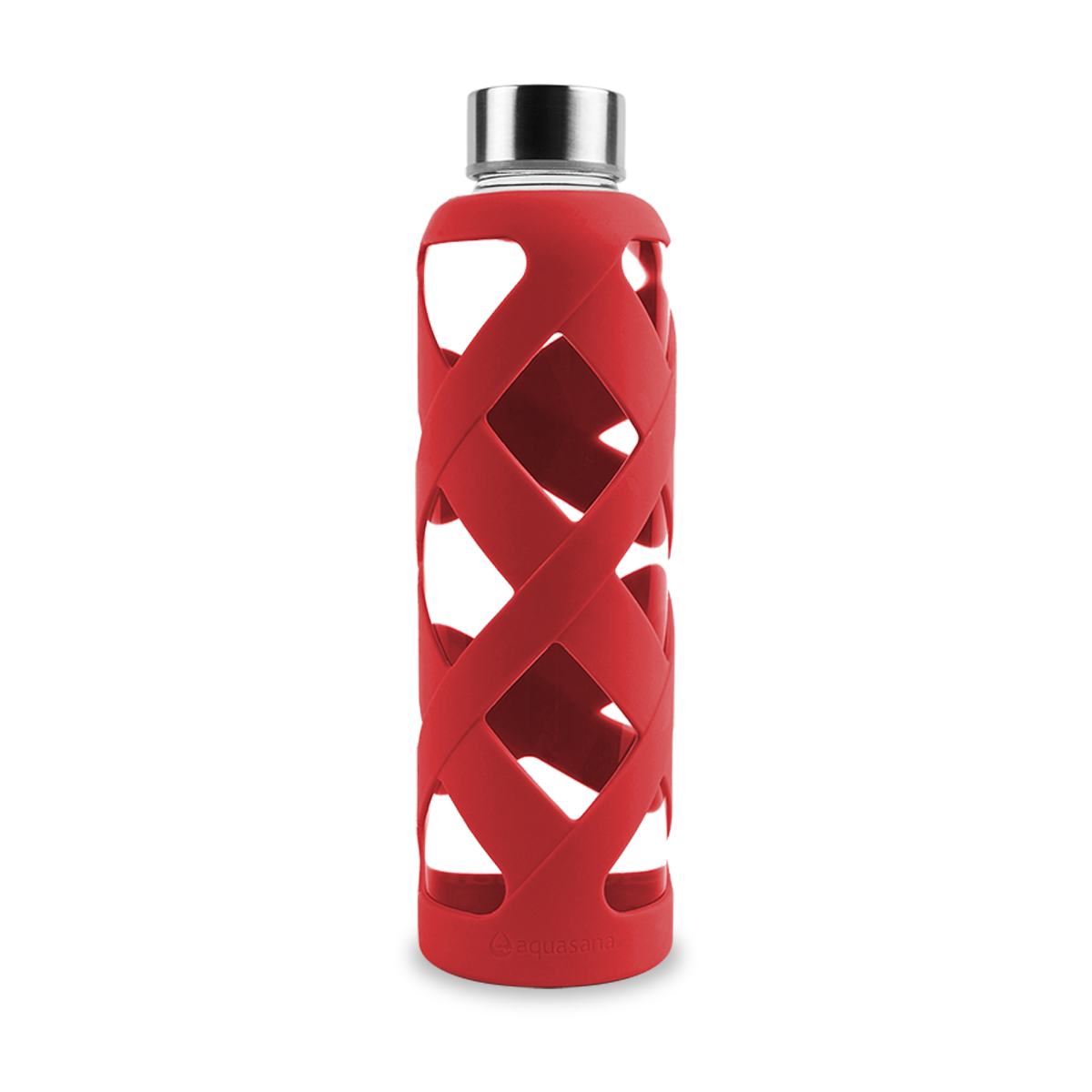 Aquasana Premium Glass Bottle (550 Ml) With Silicone Sleeve (Red) Borosilicate Aquasana