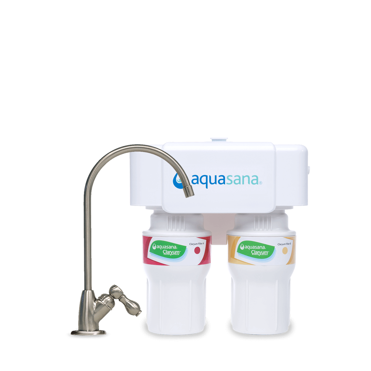 2-Stage Under Sink Water Filter, Brushed Nickel, 1/2 Year/500 Gallon Aquasana