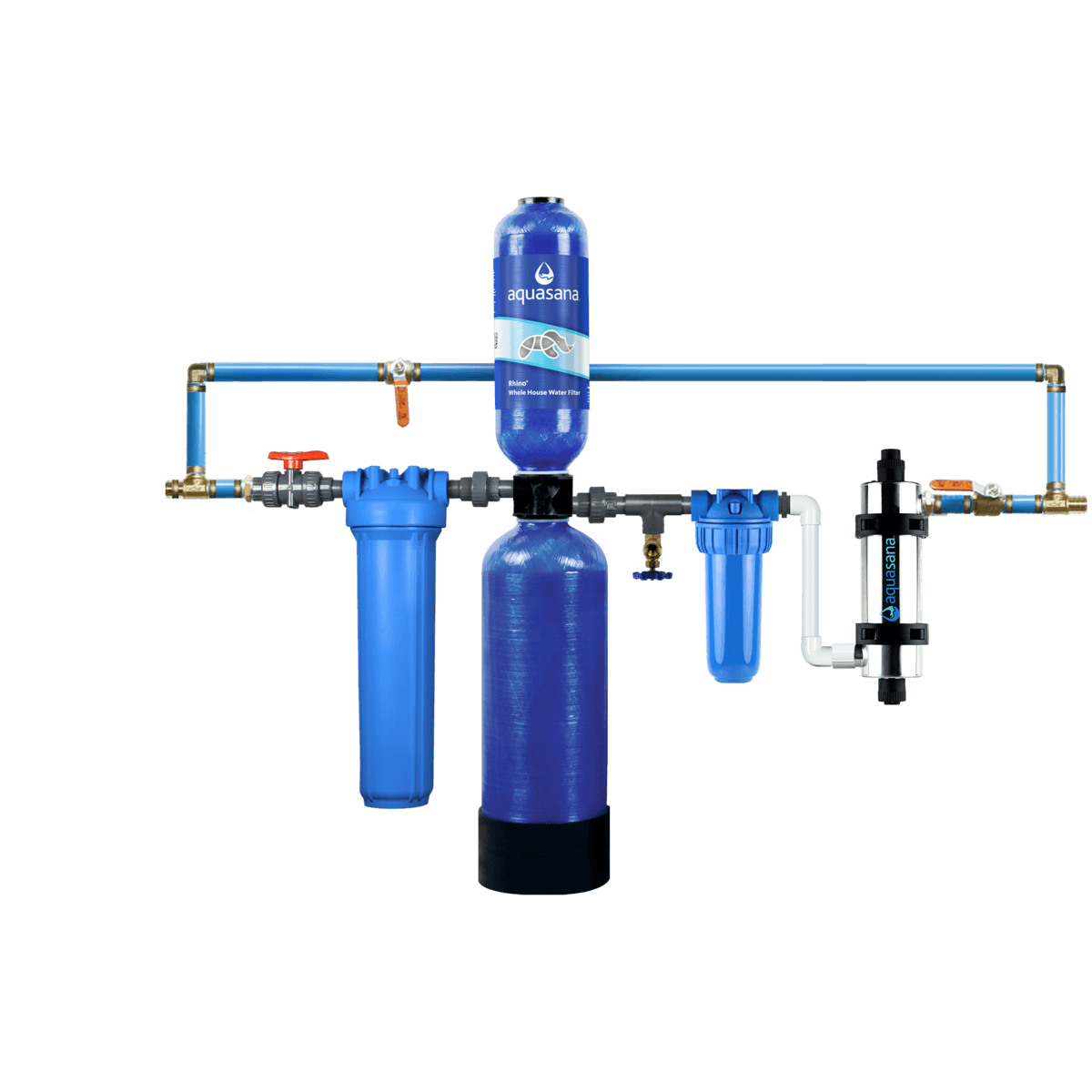 Rhino® Whole House Water UV Filter System Reduces 97% of Chlorine Home Water Filtration 1 Million Gallon Removes 99% of Bacteria & Viruses Aquasana
