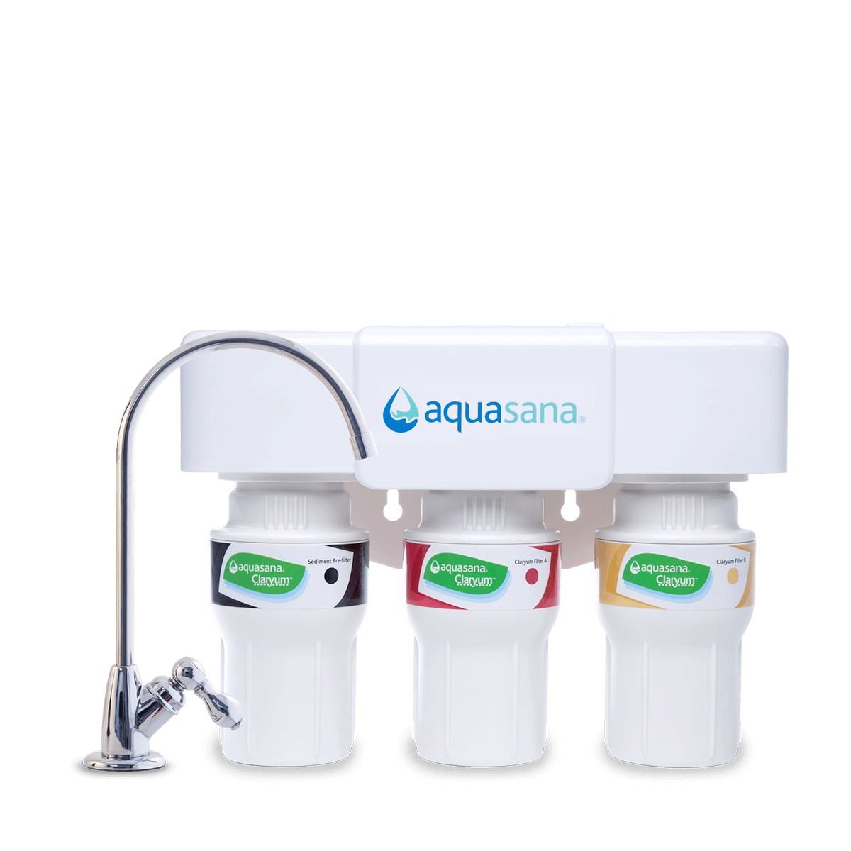 Aquasana 3-Stage Under Sink Water Filter, Chrome, 1/2 Year/600 Gallon