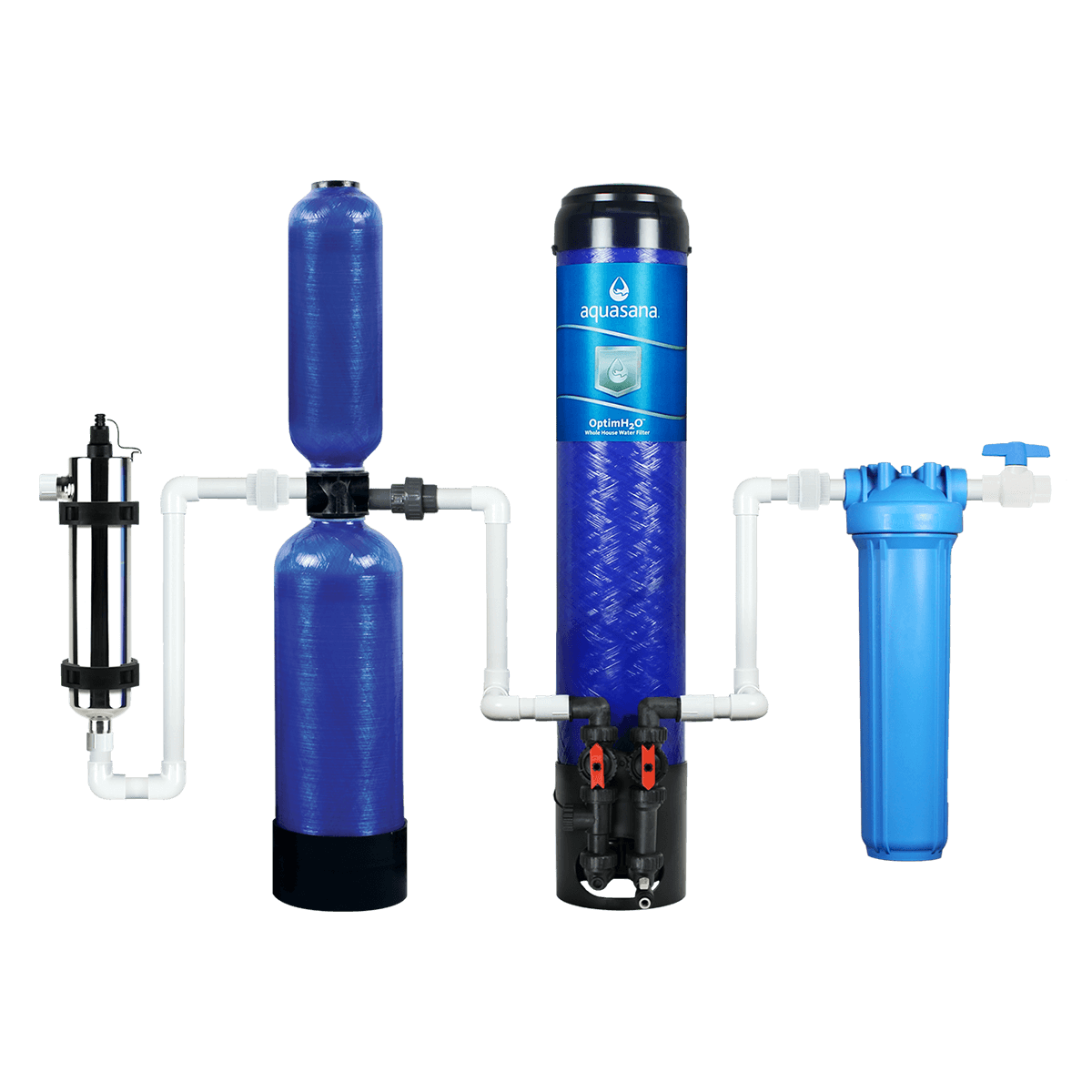 OptimH2O® Whole House Water Filter System For Home For Lead Removes 99% of Bacteria & Viruses Reduces Lead, Cysts, & PFOA/PFOS Aquasana
