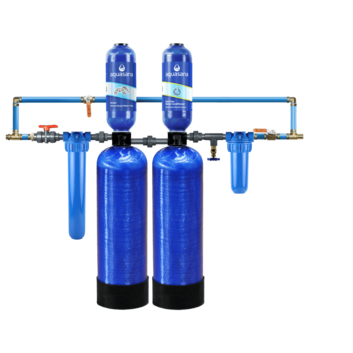 Rhino Whole House Water Filter System Tackle Chloramines And Chlorine Home Water Filtration 10/1,000,000 Aquasana