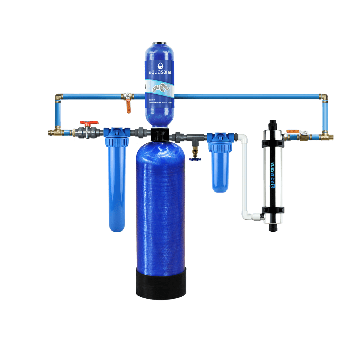 Rhino® Max Flow Whole House Water UV Filter System Reduce 97% Of Chlorine At 2X Flow Rate Home Water Filtration Removes 99% of Bacteria & Viruses Aquasana