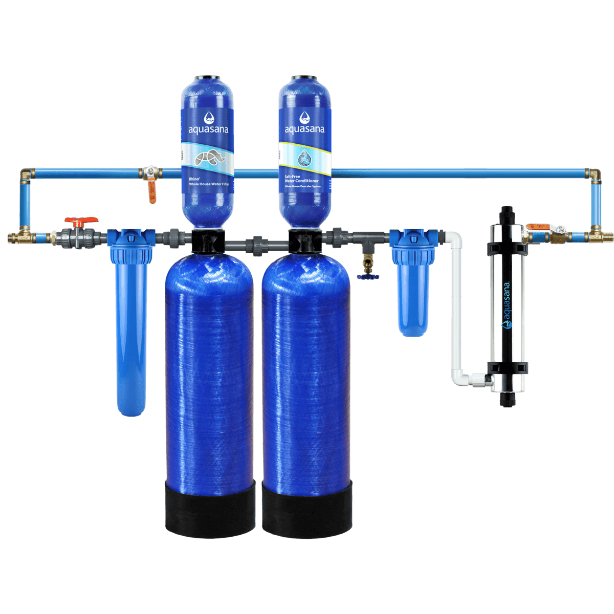 Rhino® Max Flow Whole House Water UV Filter System Reduce 97% Of Chlorine At 2X Flow Rate Home Water Filtration Removes 99% of Bacteria & Viruses Aquasana