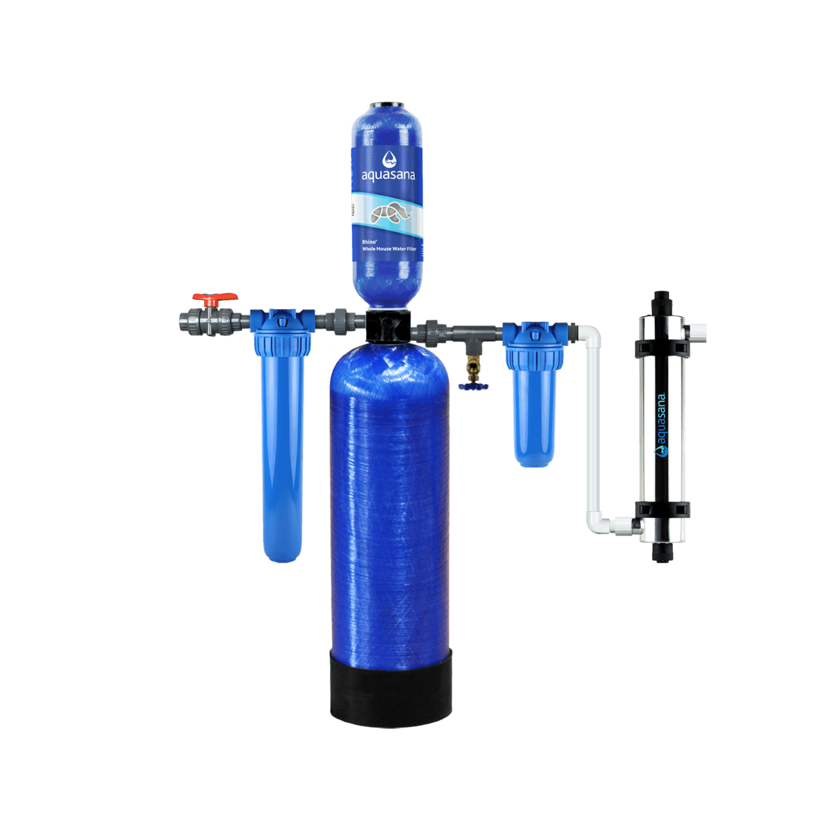 Rhino® Max Flow Whole House Water UV Filter System Reduce 97% Of Chlorine At 2X Flow Rate Home Water Filtration Removes 99% of Bacteria & Viruses Aquasana