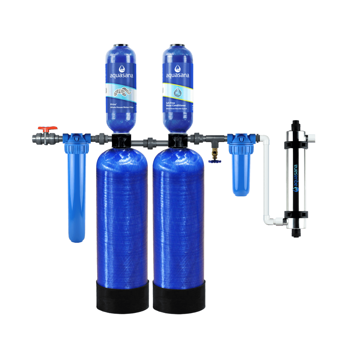 Rhino® Max Flow Whole House Water UV Filter System Reduce 97% Of Chlorine At 2X Flow Rate Home Water Filtration Removes 99% of Bacteria & Viruses Aquasana