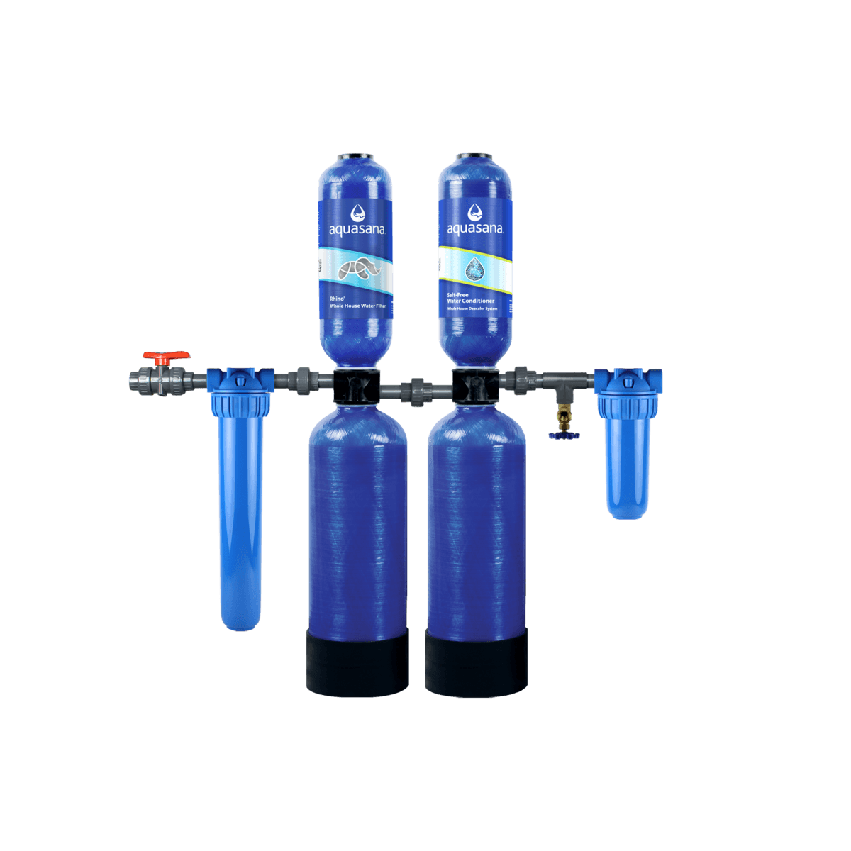 Rhino Whole House Water Filter System With Salt-Free Water Conditioner Reduces 97% of Chlorine Home Water Filtration 10/1,000,000 Aquasana
