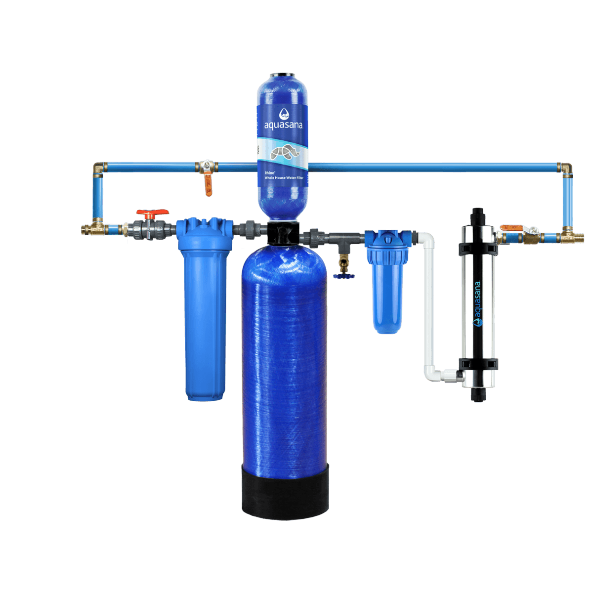 Rhino® Max Flow Whole House Water UV Filter System Reduce 97% Of Chlorine At 2X Flow Rate Home Water Filtration Removes 99% of Bacteria & Viruses Aquasana