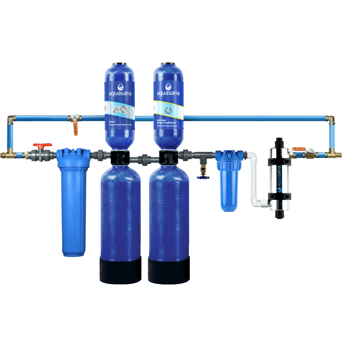 Rhino® Whole House Water UV Filter System With Salt-Free Water Conditioner Reduces 97% of Chlorine Home Water Filtration 1 Million Gallon Aquasana Rhino® Whole House Water UV Filter System With Salt-Free Water Conditioner Reduces 97% of Chlorine Home Water Filtration 1 Million Gallon Aquasana