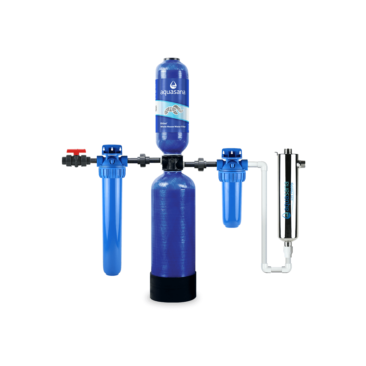 Image of Rhino Whole House Water Filter System For Home With UV Filter, 10 Year 1,000,000 Gallon Removes 99% of Bacteria & Viruses Aquasana