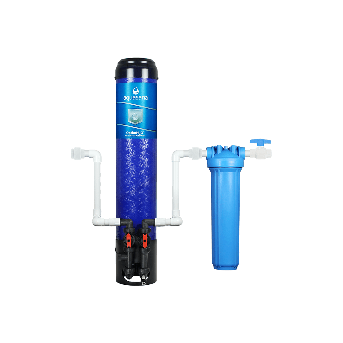 OptimH2O Whole House Water Filter Complete System Home Water Filtration Reduces Lead, Cysts, & PFOA/PFOS Aquasana