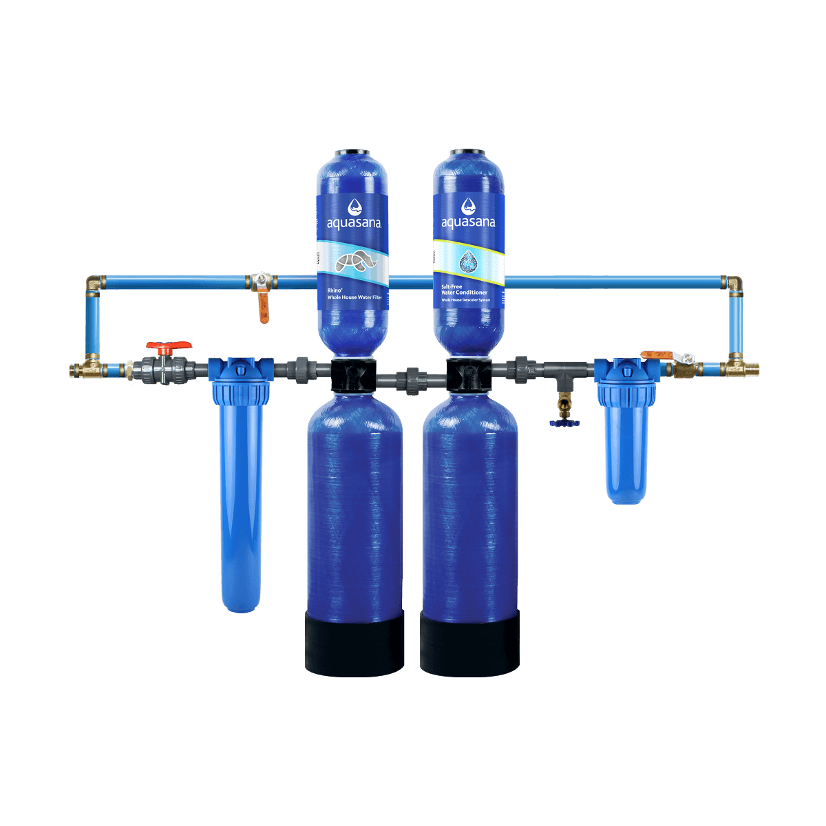 Rhino Whole House Water Filter System With Salt-Free Water Conditioner Home Water Filtration 10/1,000,000 Aquasana photo