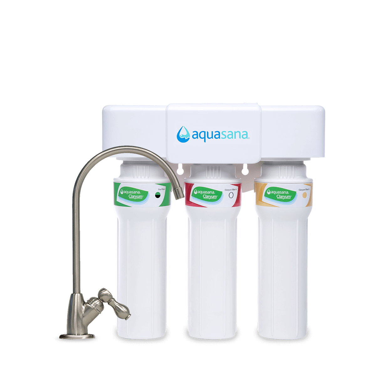 Aquasana 3-Stage Under Sink Water Filter Max Flow, Brushed Nickel, 1/2 Year/800 Gallon