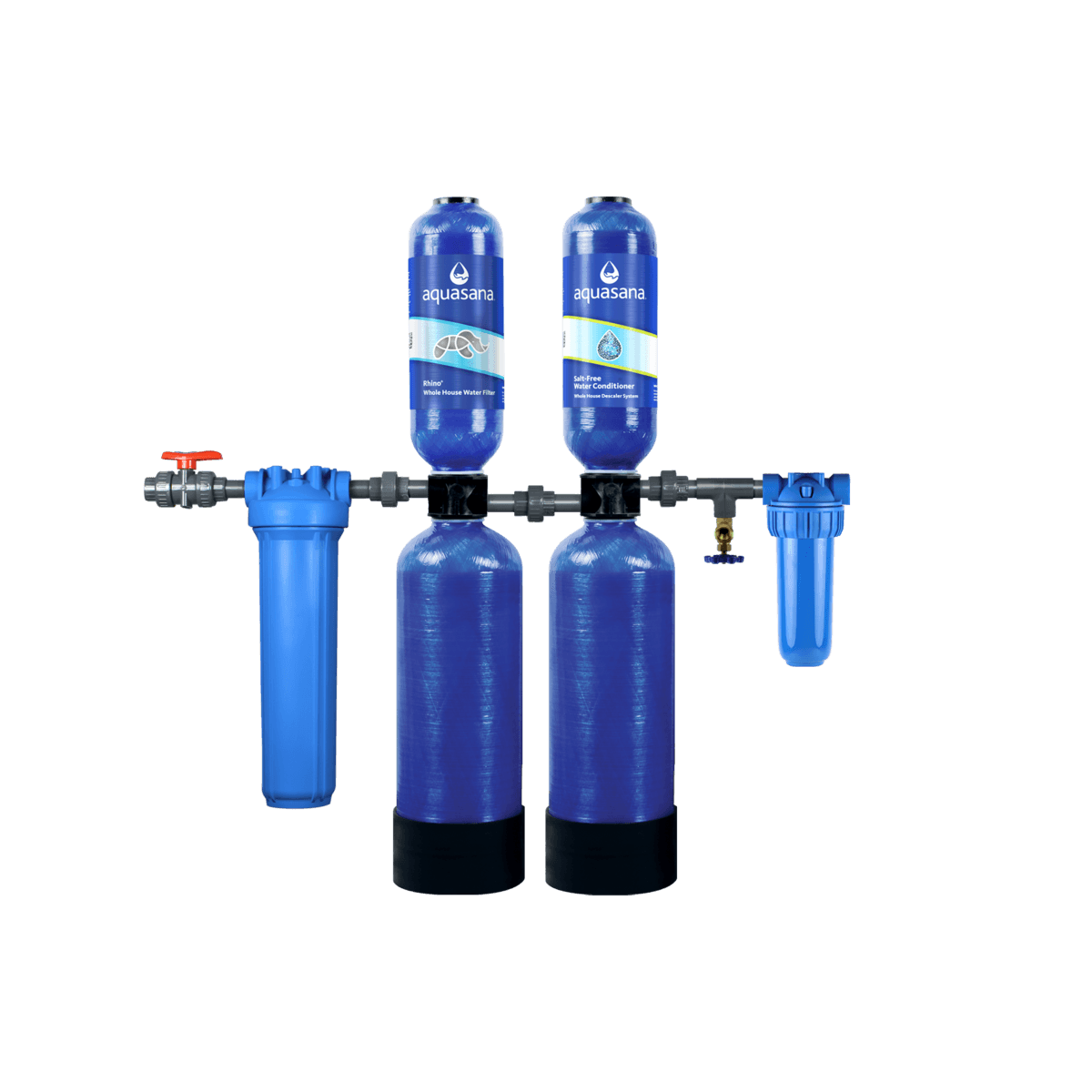 Rhino Whole House Water Filter System With Salt-Free Water Conditioner Reduces 97% of Chlorine Home Water Filtration 10/1,000,000 Aquasana