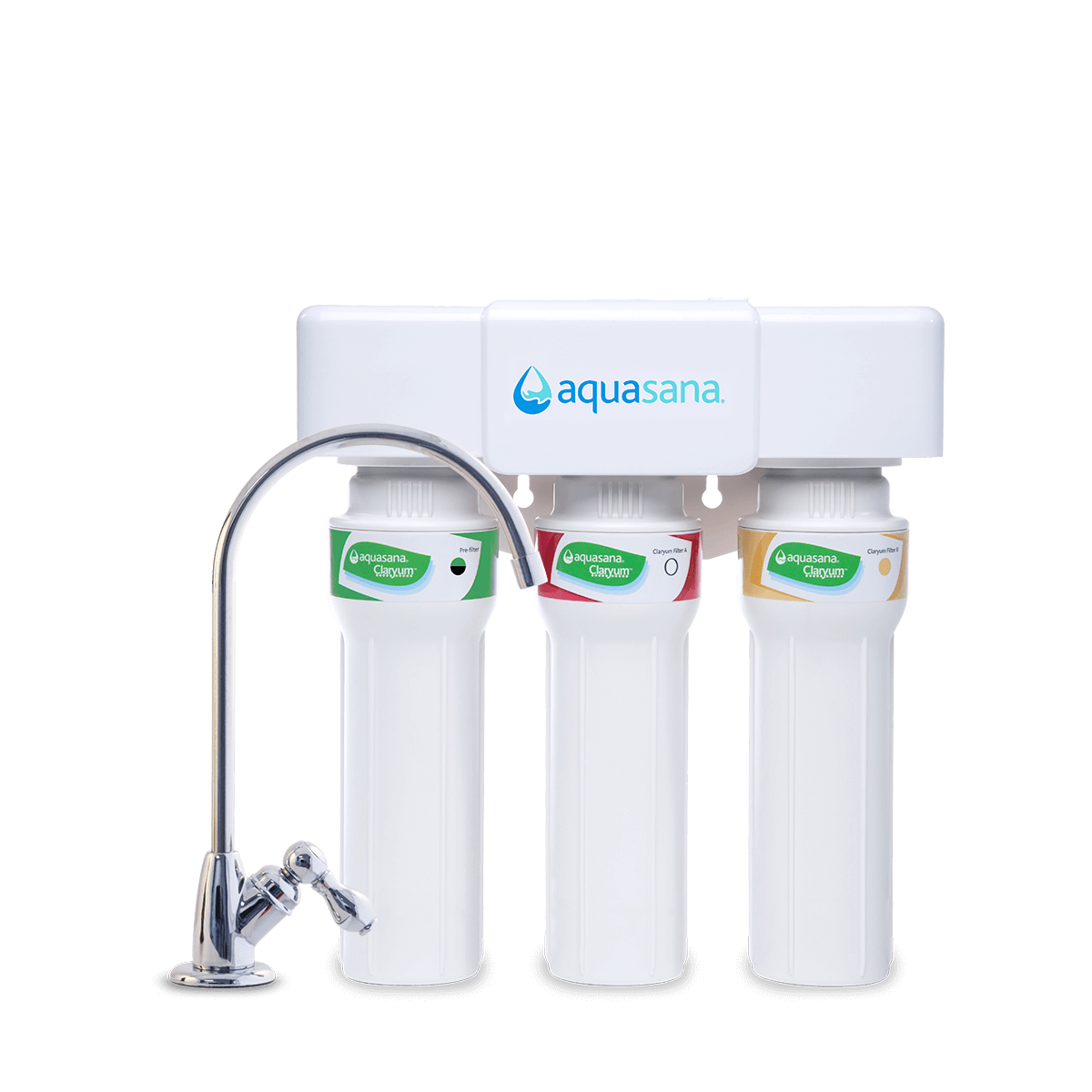 3-Stage Under Sink Water Filter Max Flow, Chrome, 1/2 Year/800 Gallon Aquasana